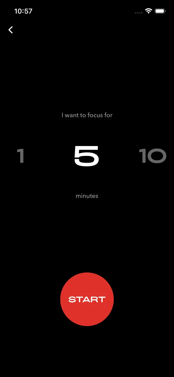 I want to focus for 5 minutes, with a big red Start button