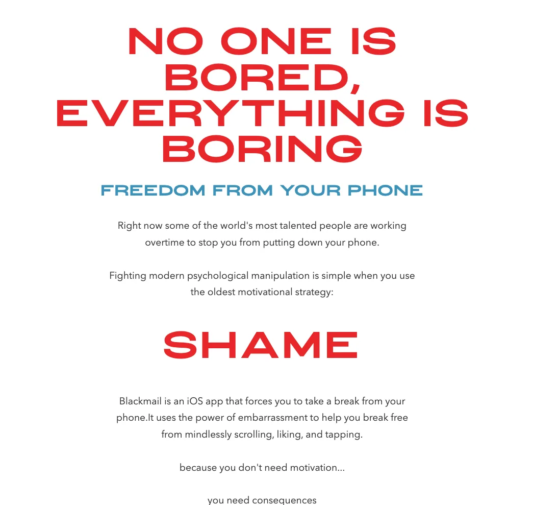 No one is bored, everything is boring. Freedom from your phone. The oldest motivational strategy: SHAME. Because you don't need motivation, you need consequences.