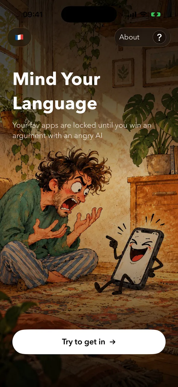 Your fav apps are locked until you win an argument with an angry AI: a man shouts at a phone that's laughing at him