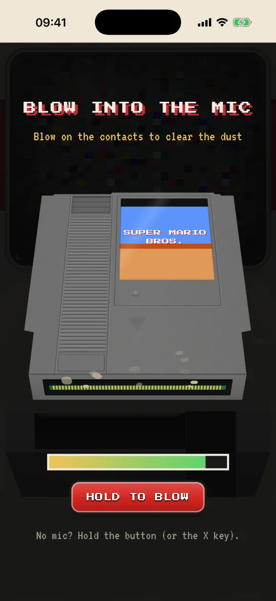 Blow into the mic to clear the dust off the cartridge